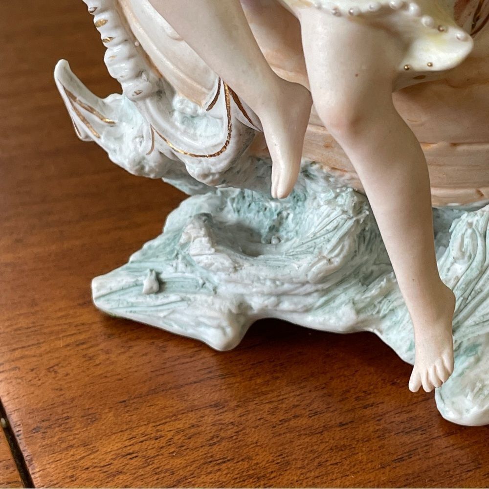 Vintage RARE One of a kind Porcelain Ceramic Goddess on a Ship Decor Art - Picture 3 of 16